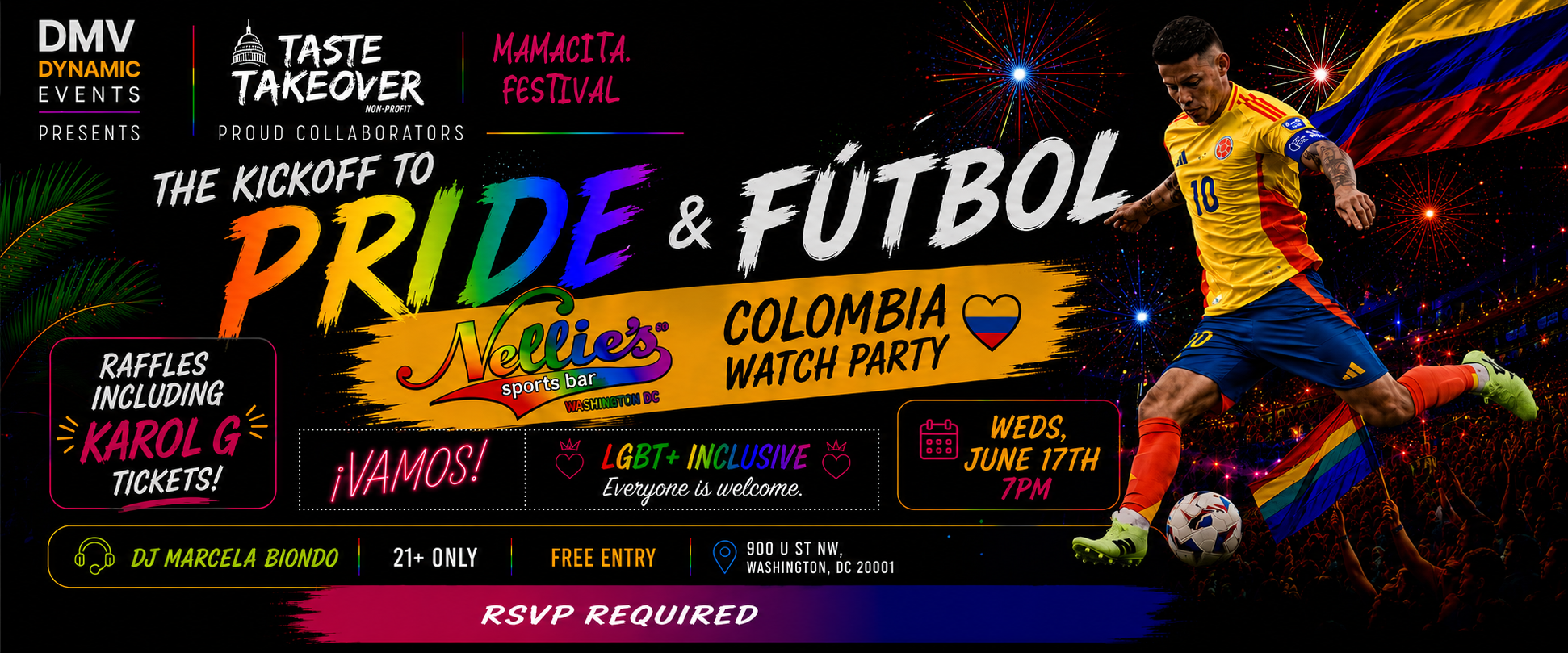 PRIDE – FÚTBOL – RUMBA: Colombia Watch Party ⚽ | Nellie’s DC